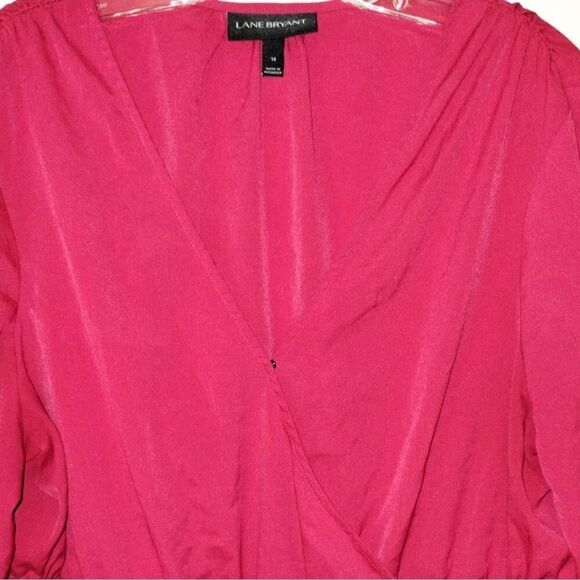 Lane Bryant Red Faux Wrap Blouse - Picture 4 of 9